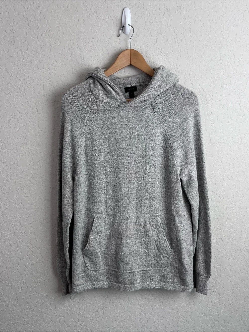 J.Crew Cotton Wool Sweater Hoodie S Heather Slate Gray Long Sleeve Mens Unisex